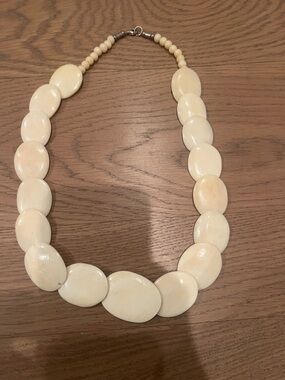 Cream Beaded Statement Necklace - Unbranded